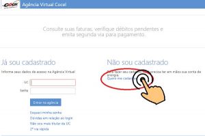 tela da agência virtual da Cocel, destacando o local para clicar no primeiro acesso