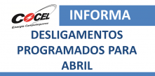 logo da cocel com os dizeres cocel informa desligamentos programados para abril